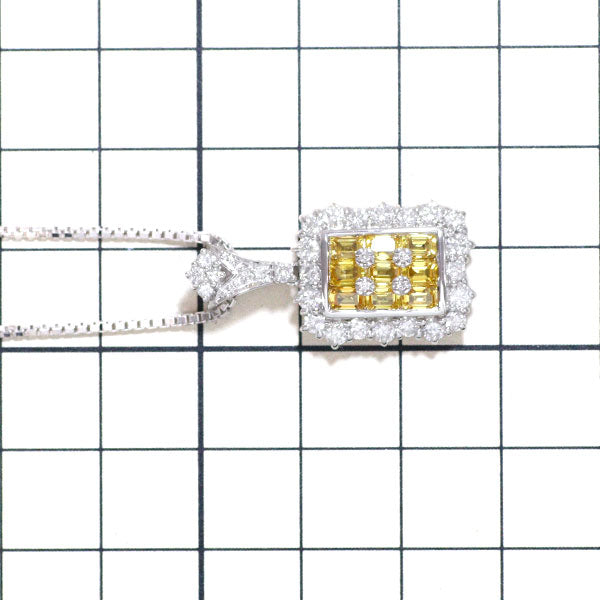 K18WG Yellow Sapphire Diamond Pendant Necklace 1.65ct D1.10ct 