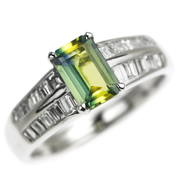 Pt900 Bicolor Sapphire Diamond Ring 1.009ct D0.61ct 