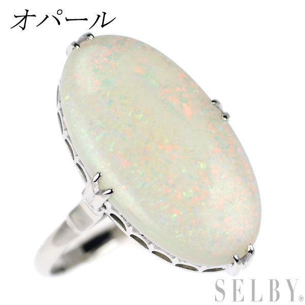 K14WG Opal Ring Senbon-kashi Vintage 