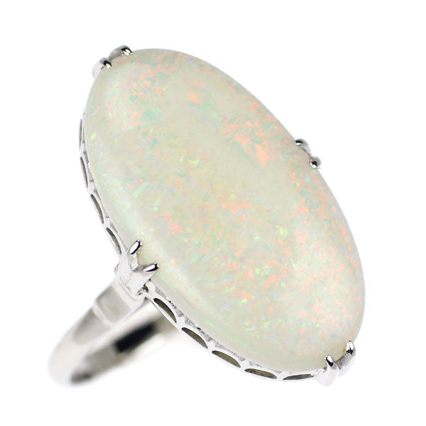 K14WG Opal Ring Senbon-kashi Vintage 