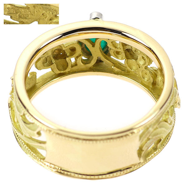 Nobuko Ishikawa K18YG/Pt900 Emerald Diamond Ring 0.35ct 