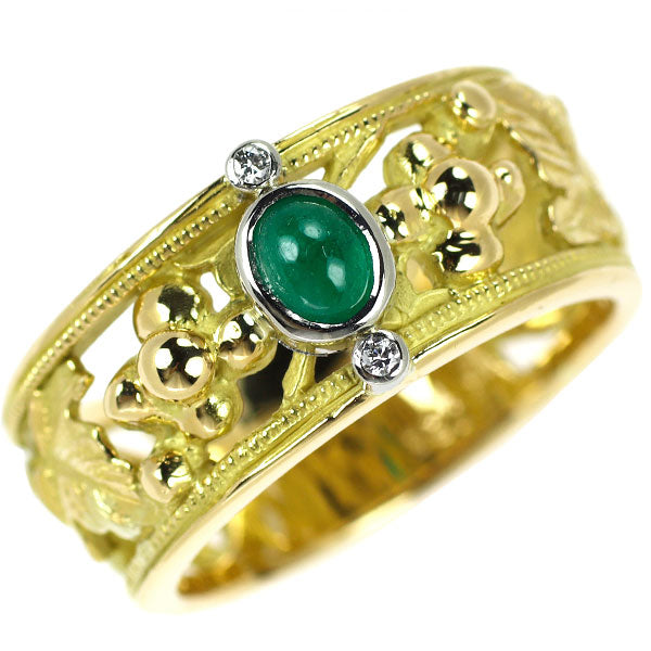Nobuko Ishikawa K18YG/Pt900 Emerald Diamond Ring 0.35ct 