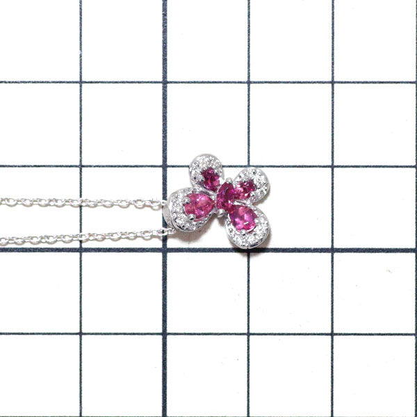 Ponte Vecchio K18WG Pink Tourmaline Diamond Pendant Necklace 0.55ct D0.10ct Butterfly 