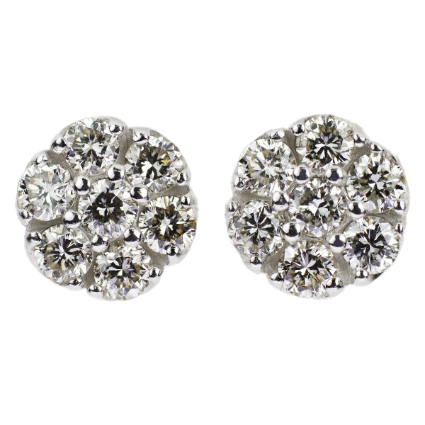 K18WG Diamond Earrings 0.22ct Flower 