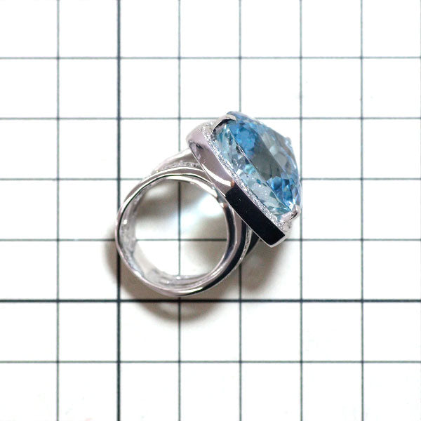 K18WG Aquamarine Diamond Ring 22.52ct D0.58ct 