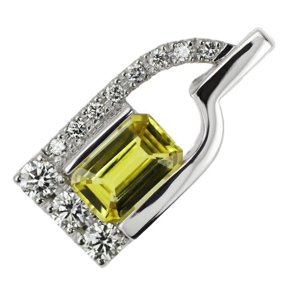 Pt900 Canary Yellow Tourmaline Diamond Pendant 1.66ct D0.40ct 