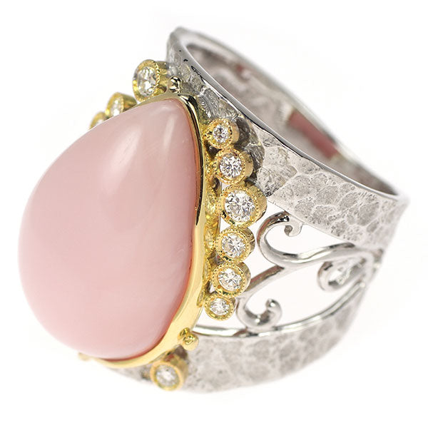 Hiroshi Nojima/amije K18YG/WG Pink Opal Diamond Ring 12.09ct D0.28ct 