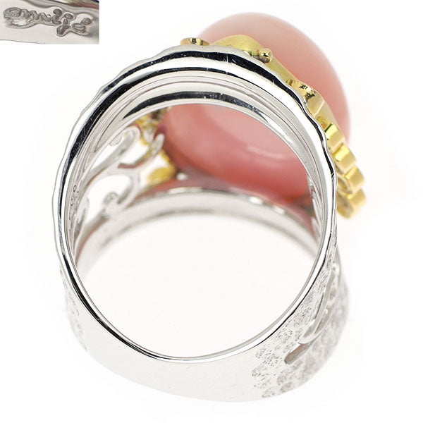 Hiroshi Nojima/amije K18YG/WG Pink Opal Diamond Ring 12.09ct D0.28ct 