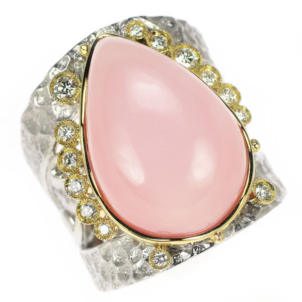 Hiroshi Nojima/amije K18YG/WG Pink Opal Diamond Ring 12.09ct D0.28ct 