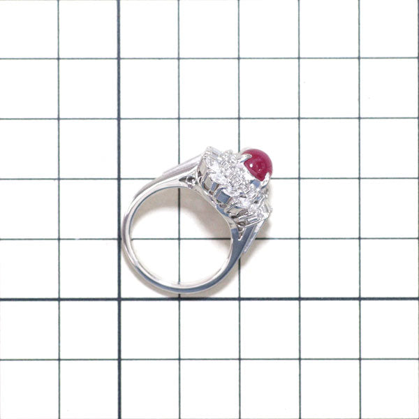 Pt900 Star Ruby Diamond Ring 2.04ct D1.01ct 