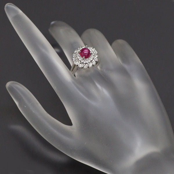 Pt900 Star Ruby Diamond Ring 2.04ct D1.01ct 