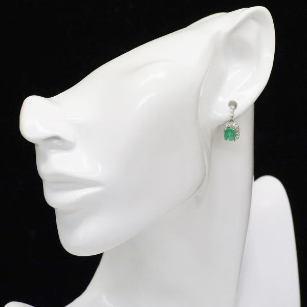 Pt900/ Pt950 Emerald Diamond Earrings 1.60ct D0.40ct 