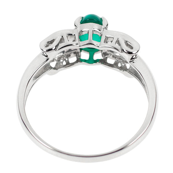 Pt900 Emerald Cat's Eye Diamond Ring 0.83ct D0.34ct 