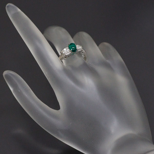 Pt900 Emerald Cat's Eye Diamond Ring 0.83ct D0.34ct 