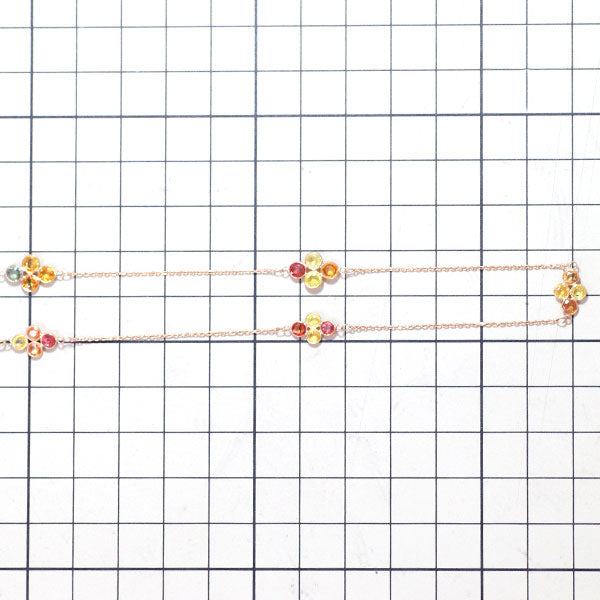 K18PG ファンシーカラーサファイア ネックレス 14.30ct ステーション