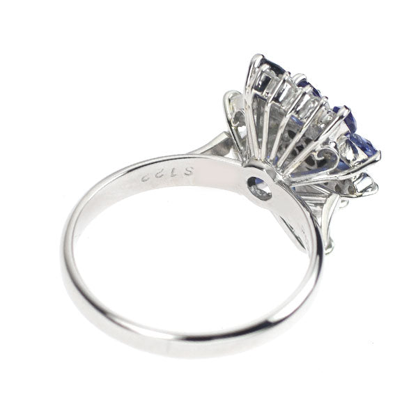 Pt900 Marquise Sapphire Diamond Ring 1.22ct D0.61ct 