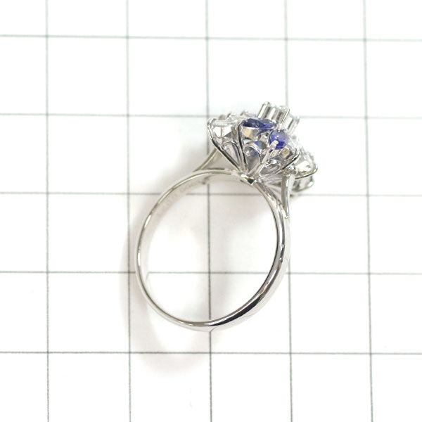 Pt900 Marquise Sapphire Diamond Ring 1.22ct D0.61ct 