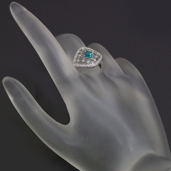 Rare Pt900 Brazilian Paraiba Tourmaline Diamond Ring 0.44ct D0.33ct 