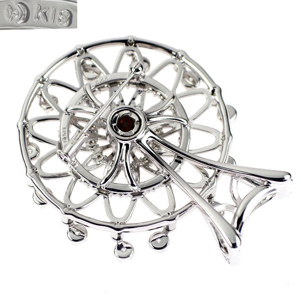 Tasaki Pearl K18WG Diamond Brooch/Pendant 2.00ct Ferris Wheel 