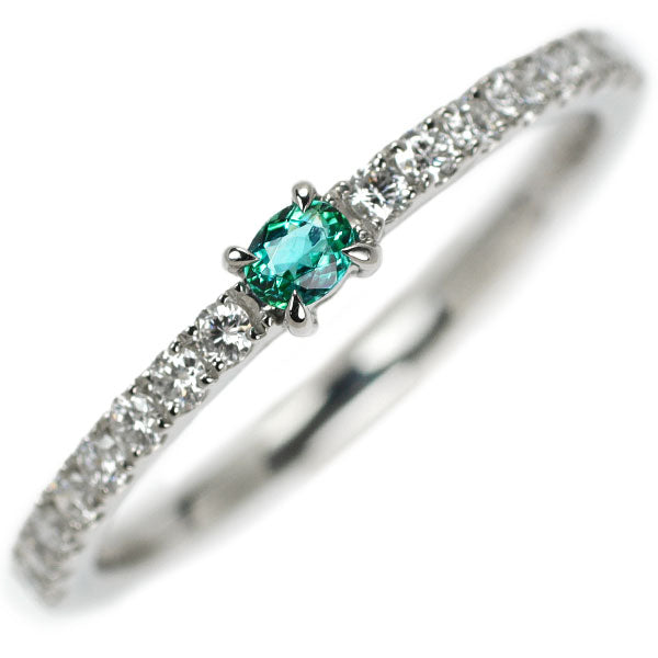 Pt900 Paraiba Tourmaline Diamond Ring 0.083ct D0.28ct 