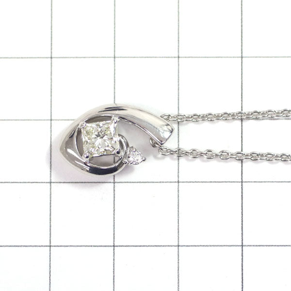 Heiwado Trading K18WG Princess Cut Diamond Pendant Necklace 1.007ct D0.03ct 