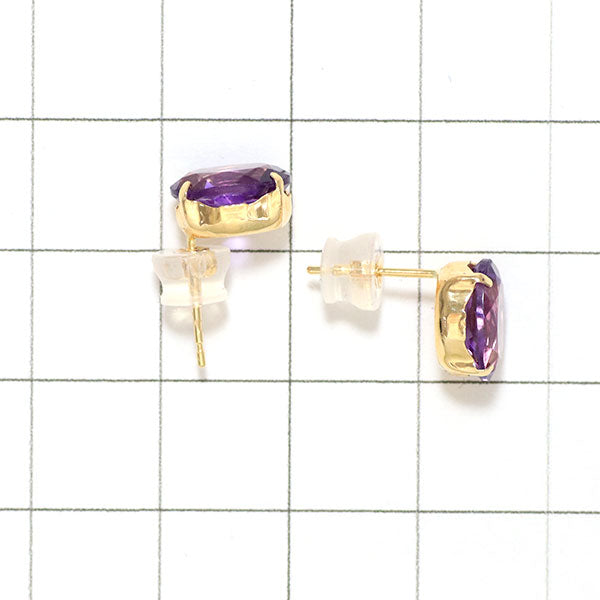 New K18YG Amethyst Earrings 3.00ct Studs 