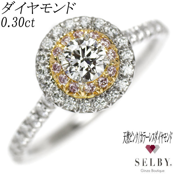Tiffany Pt950/K18 Natural Pink/Colorless Diamond Ring Solest 0.30ct #11.5《Selby Ginza Store》[S, Like New, Polished] [Used] 
