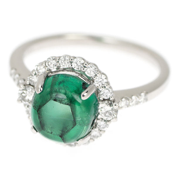 Rare Pt900 Trapiche Emerald Diamond Ring 2.81ct D0.43ct 