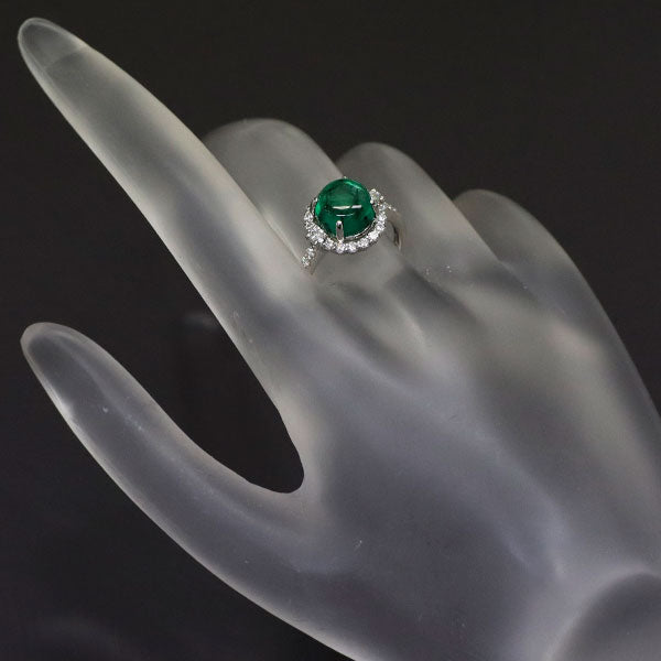 Rare Pt900 Trapiche Emerald Diamond Ring 2.81ct D0.43ct 