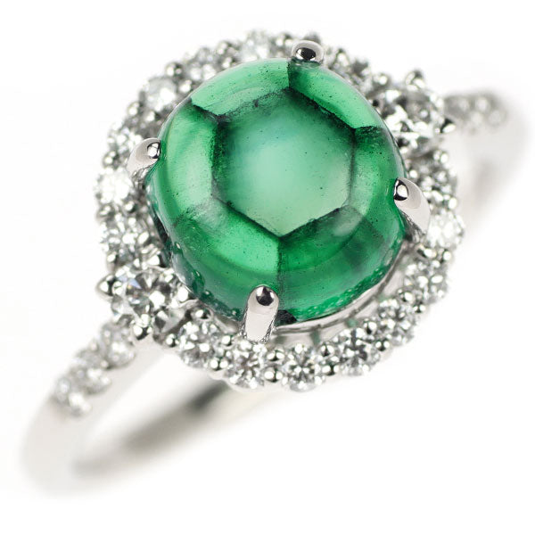 Rare Pt900 Trapiche Emerald Diamond Ring 2.81ct D0.43ct 