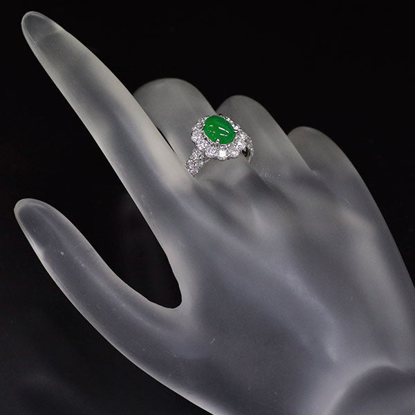 Pt900 Jade Diamond Ring 1.41ct D1.57ct 