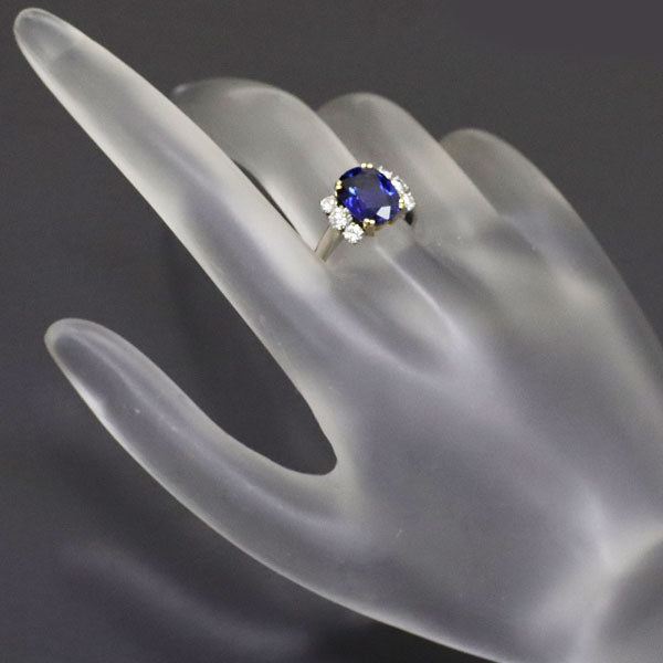 K18YG/WG Sapphire Diamond Ring 3.588ct 