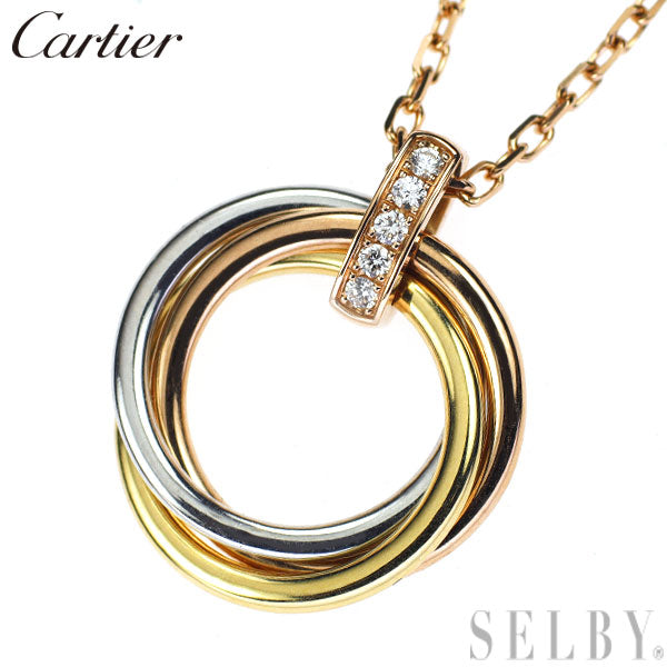 Cartier K18YG/WG/PG Diamond Pendant Necklace Trinity 