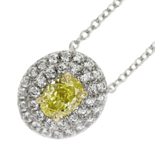 Tiffany Pt950/K18 Oval Diamond Pendant Necklace 0.30ct FIY VVS2 Soleste 41.0cm《Selby Ginza Store》[S, Like New, Polished] [Used] 