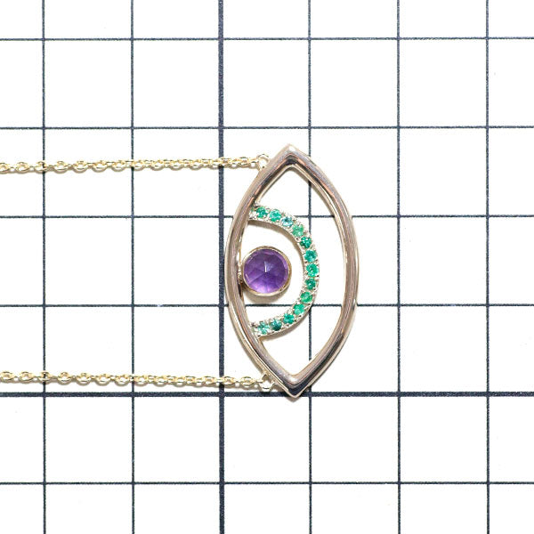 Surya K10YG Rose Cut Amethyst Emerald Pendant Necklace Eye 