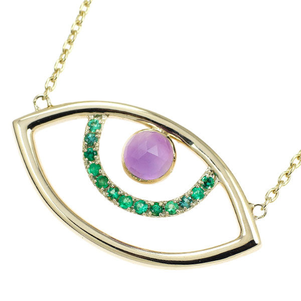 Surya K10YG Rose Cut Amethyst Emerald Pendant Necklace Eye 