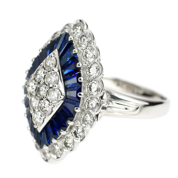 Pt850 Sapphire Diamond Ring 2.46ct D2.16ct 