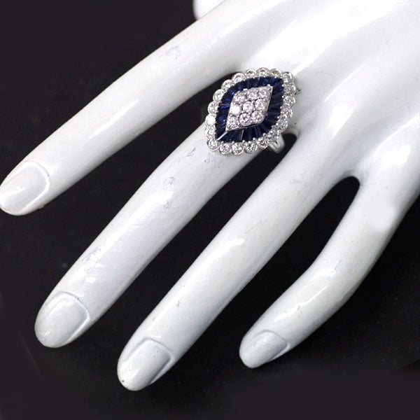 Pt850 Sapphire Diamond Ring 2.46ct D2.16ct 