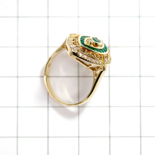 K18YG Calibré Cut Emerald Diamond Ring 0.60ct D0.26ct 