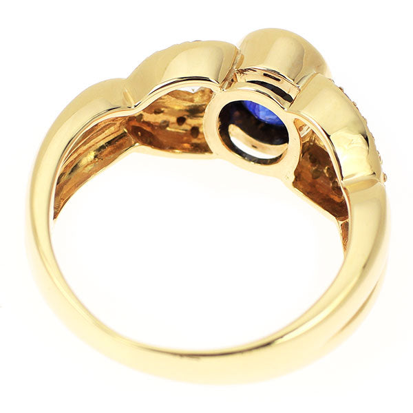 K18YG Sapphire Diamond Ring 1.10ct D0.38ct 