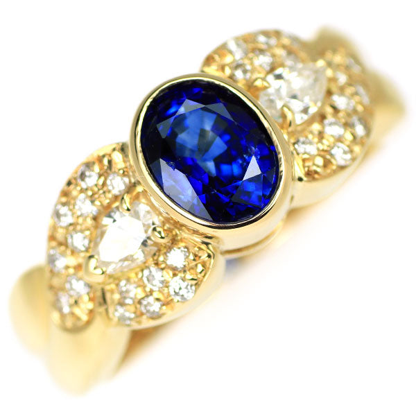 K18YG Sapphire Diamond Ring 1.10ct D0.38ct 