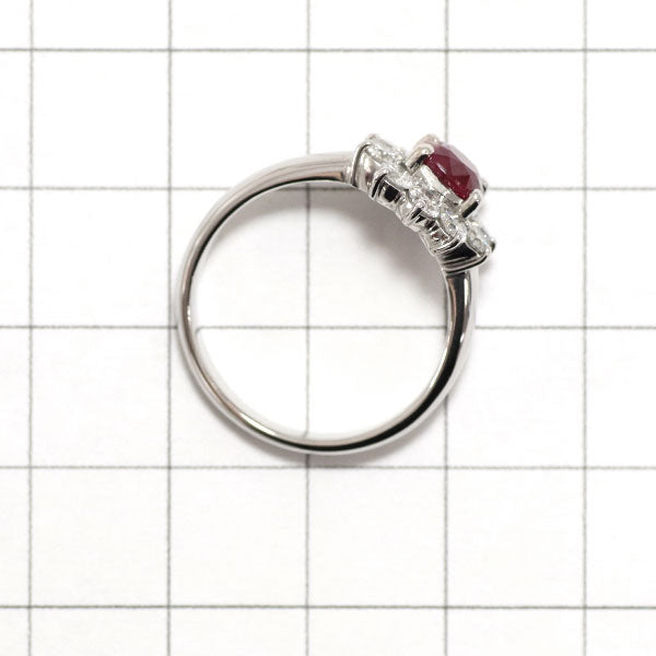 Pt900 ビルマ産ピジョンブラッド ルビー ダイヤモンド リング 1.25ct D0.77ct