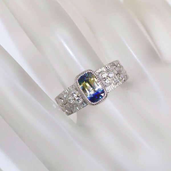 Pt900 Parti-Colored Sapphire Diamond Ring 1.579ct D0.12ct 