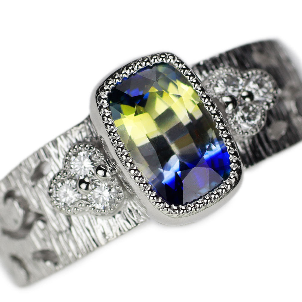 Pt900 Parti-Colored Sapphire Diamond Ring 1.579ct D0.12ct 