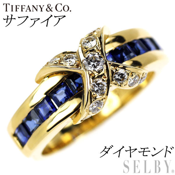 Tiffany K18YG Diamond Sapphire Ring Signature 