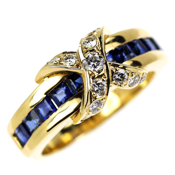 Tiffany K18YG Diamond Sapphire Ring Signature 