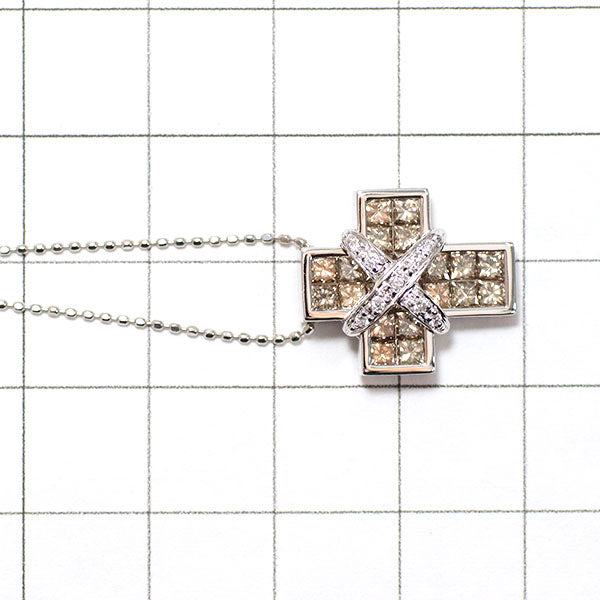 Les Essentiels K18WG Diamond Pendant Necklace Cross 