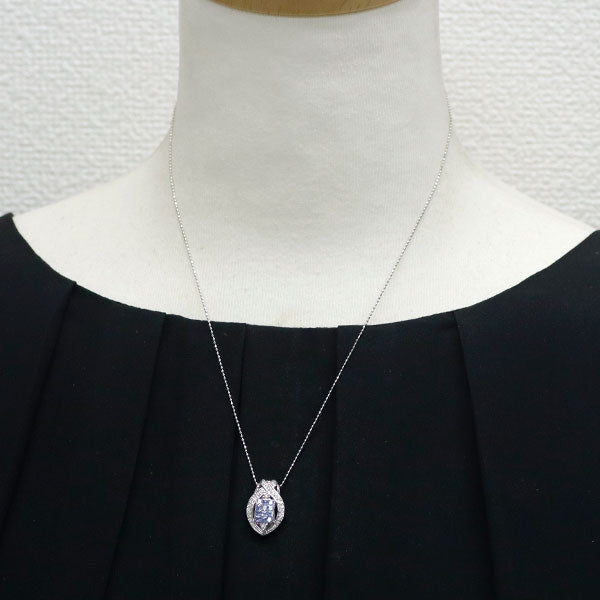 Les Essentiels K18WG Sapphire Diamond Pendant Necklace 0.70ct D0.20ct 