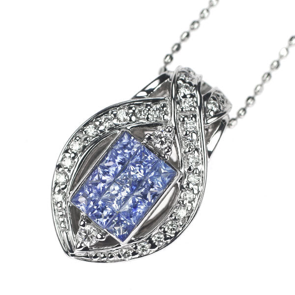 Les Essentiels K18WG Sapphire Diamond Pendant Necklace 0.70ct D0.20ct 