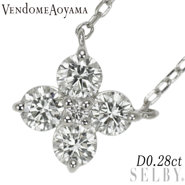 Vendome Aoyama Pt950/Pt850 Diamond Pendant Necklace 0.28ct Flower 